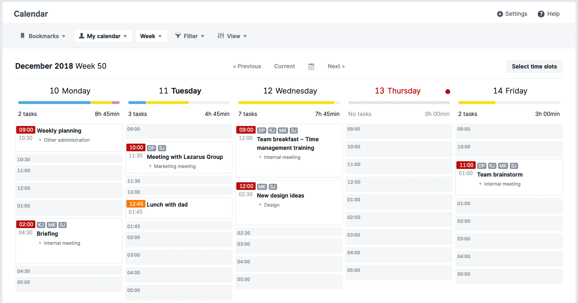 scoro task management calendar view.