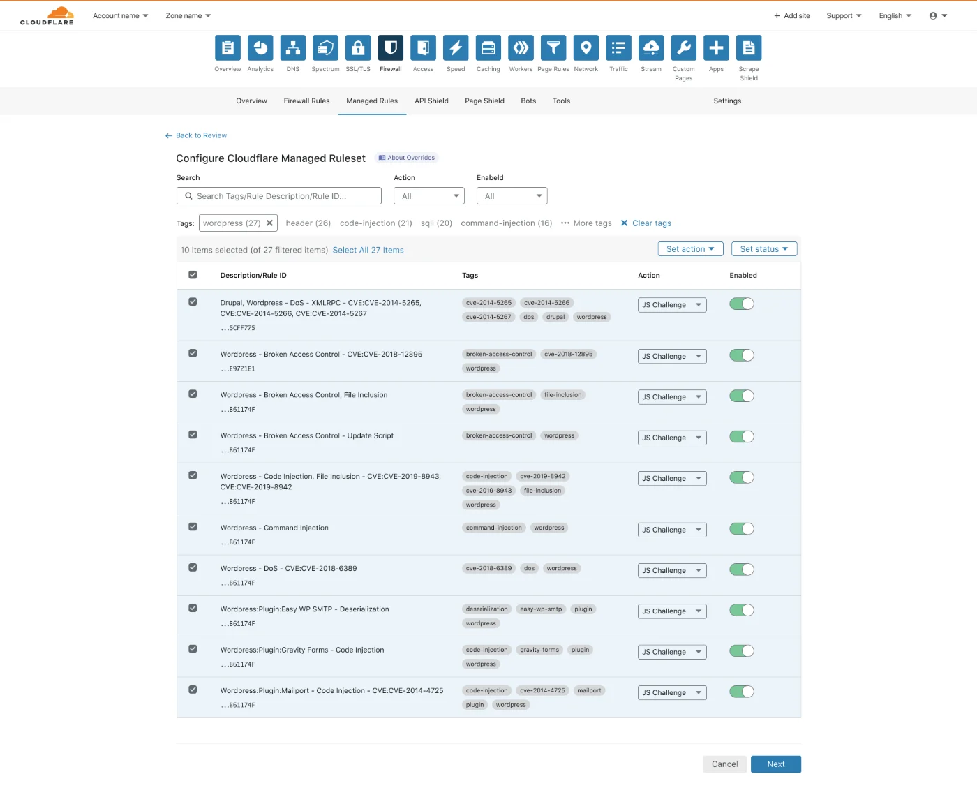 CloudFlare WAF custom rules.