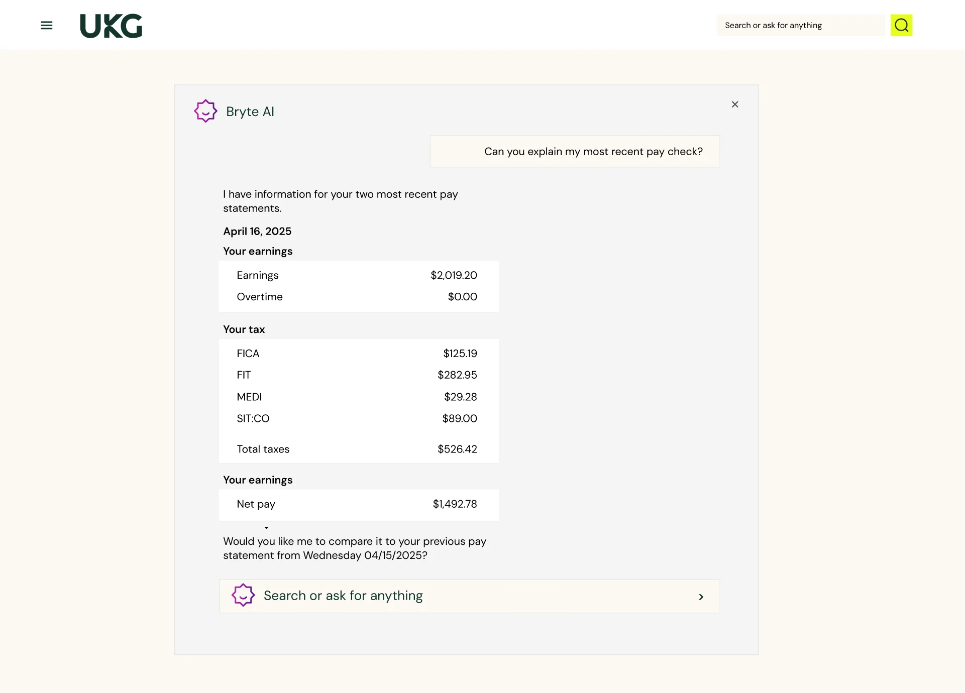 UKG Bryte AI can prepare drafts, summarize data, and more.