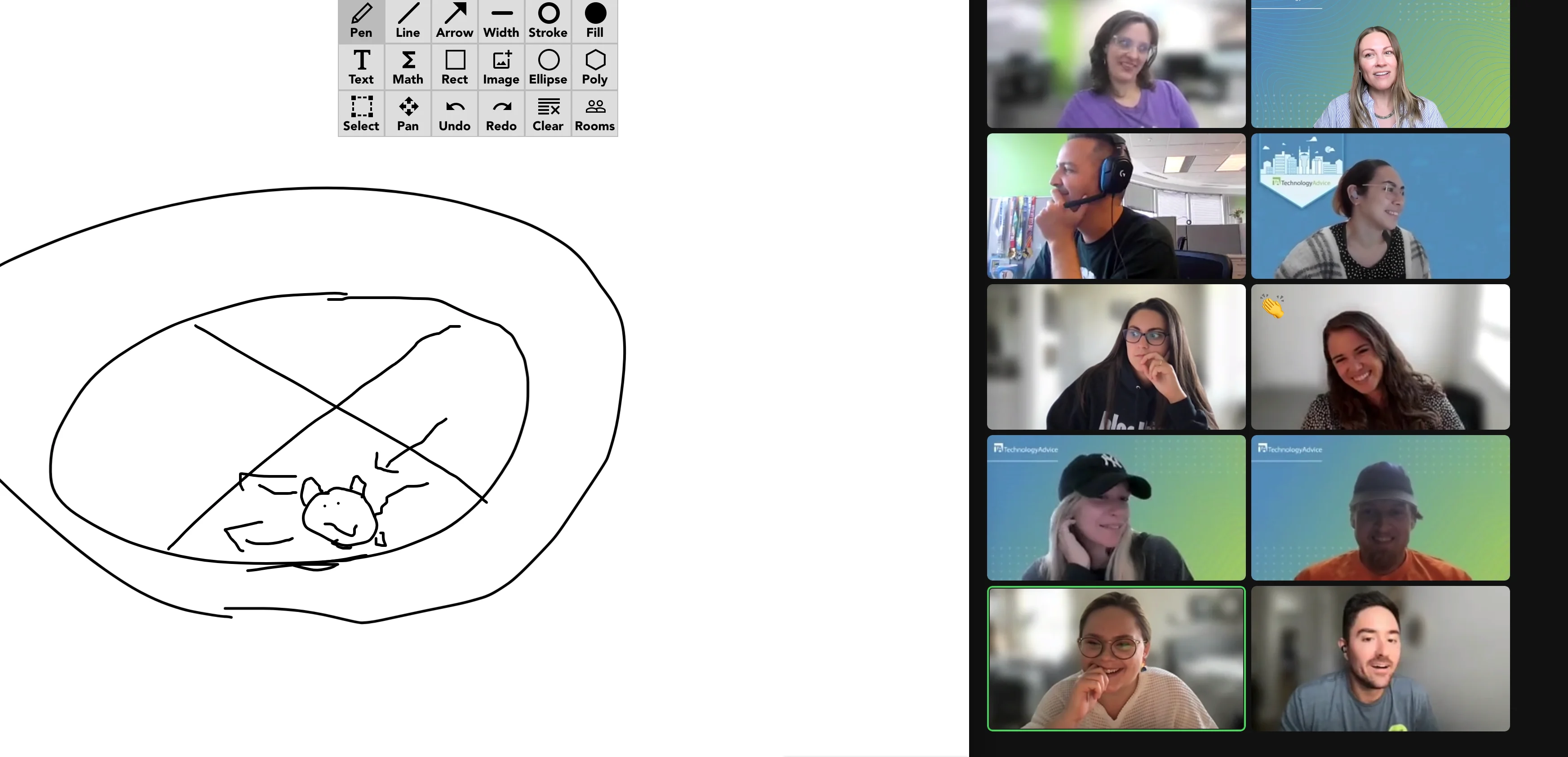 TechnologyAdvice team members playing Pictionary