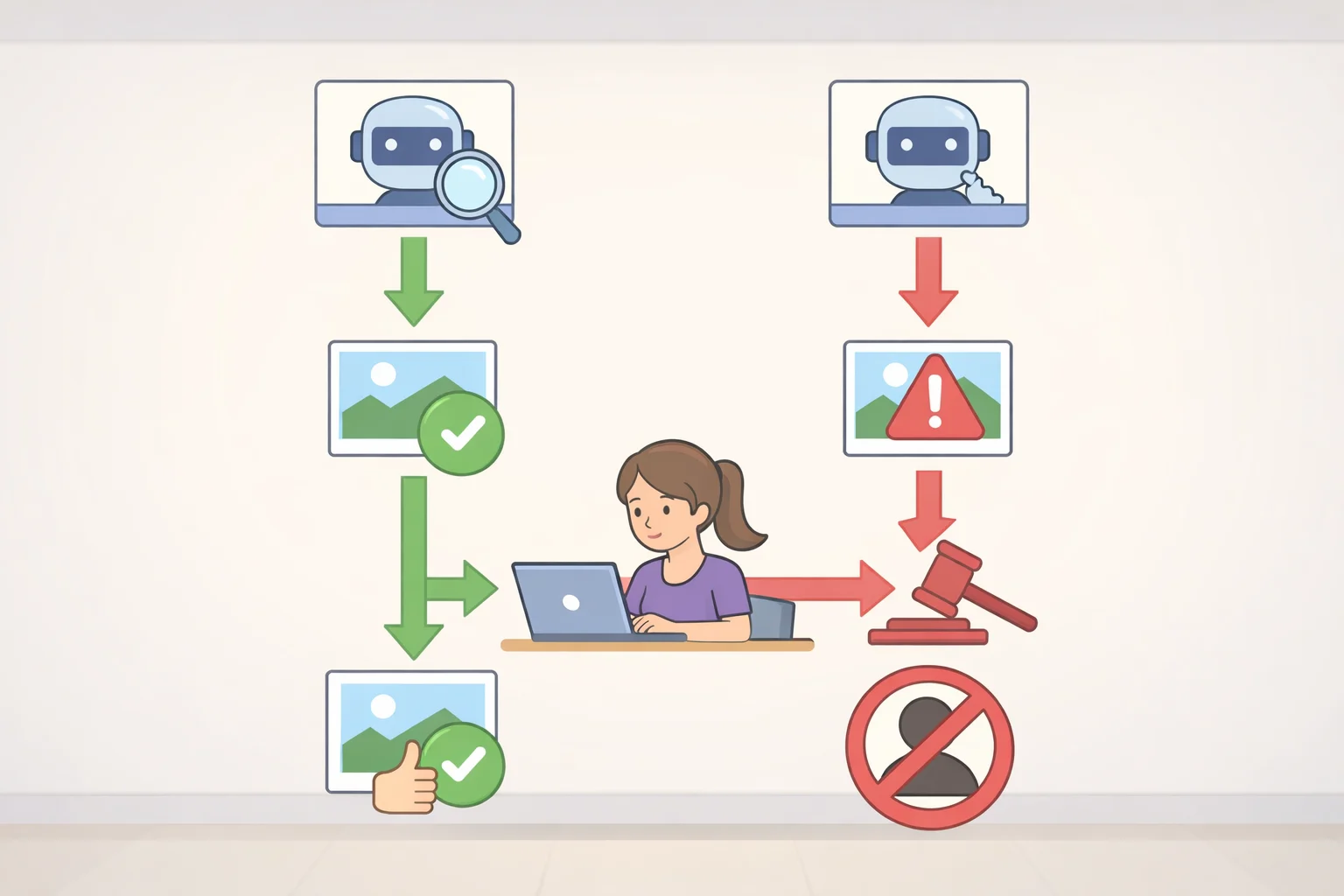 Illustration of Discord AI moderation bug bans accounts workflow where flagged images jump straight to a full account ban and skip the Trust and Safety review pause