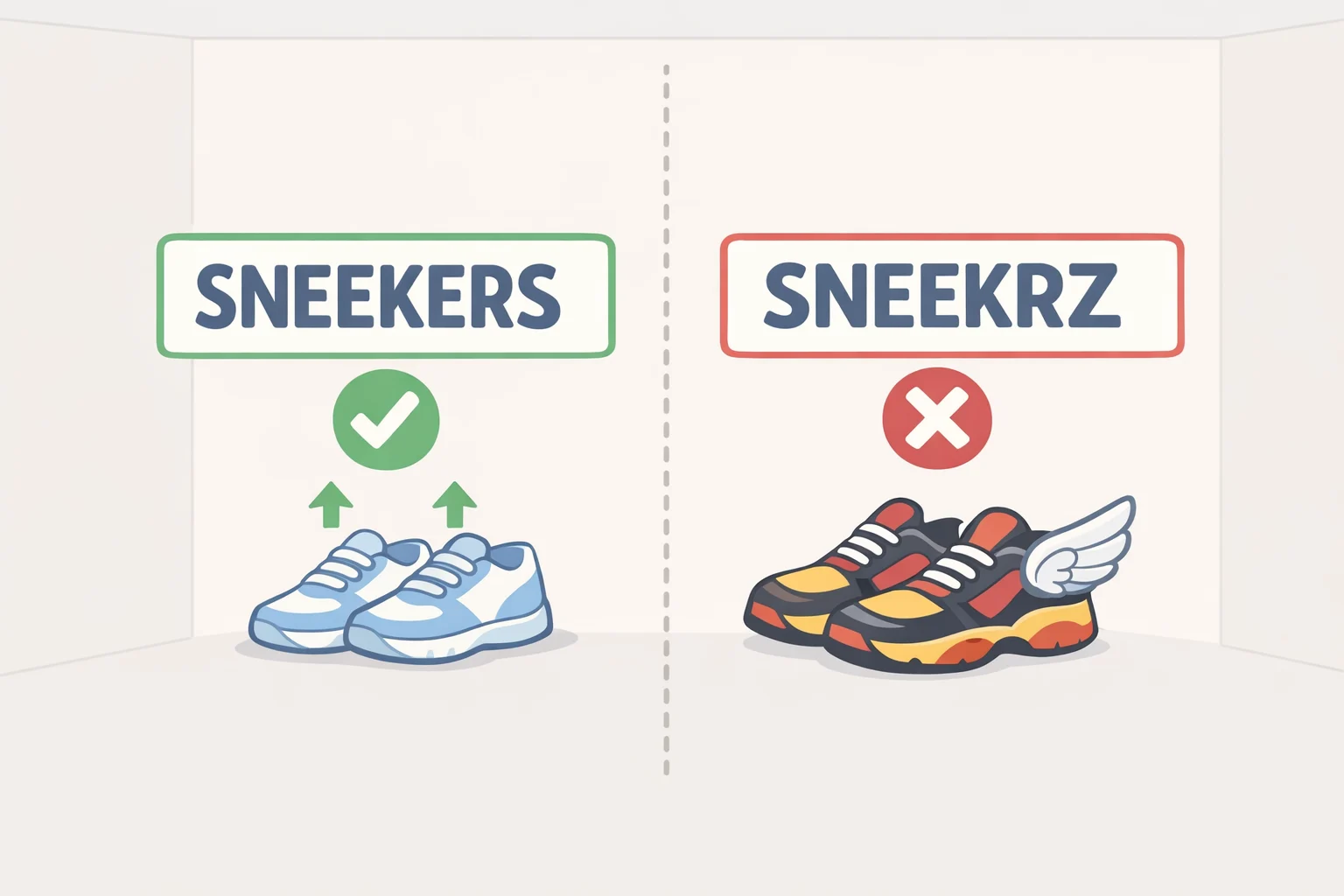 Graphic showing heuristic name-pattern filtering where an unconventional transliterated brand could be misclassified and a suspicious all-caps pseudo-brand might be flagged