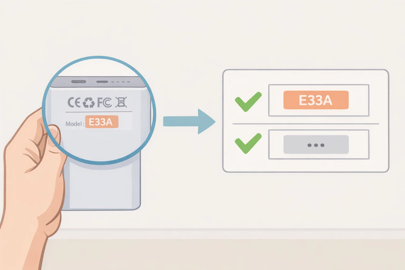 Close-up illustration of the Flaunt MagSafe Battery Charger label with product name and model number E33A highlighted to help confirm eligibility for the Flaunt MagSafe Battery Charger recall