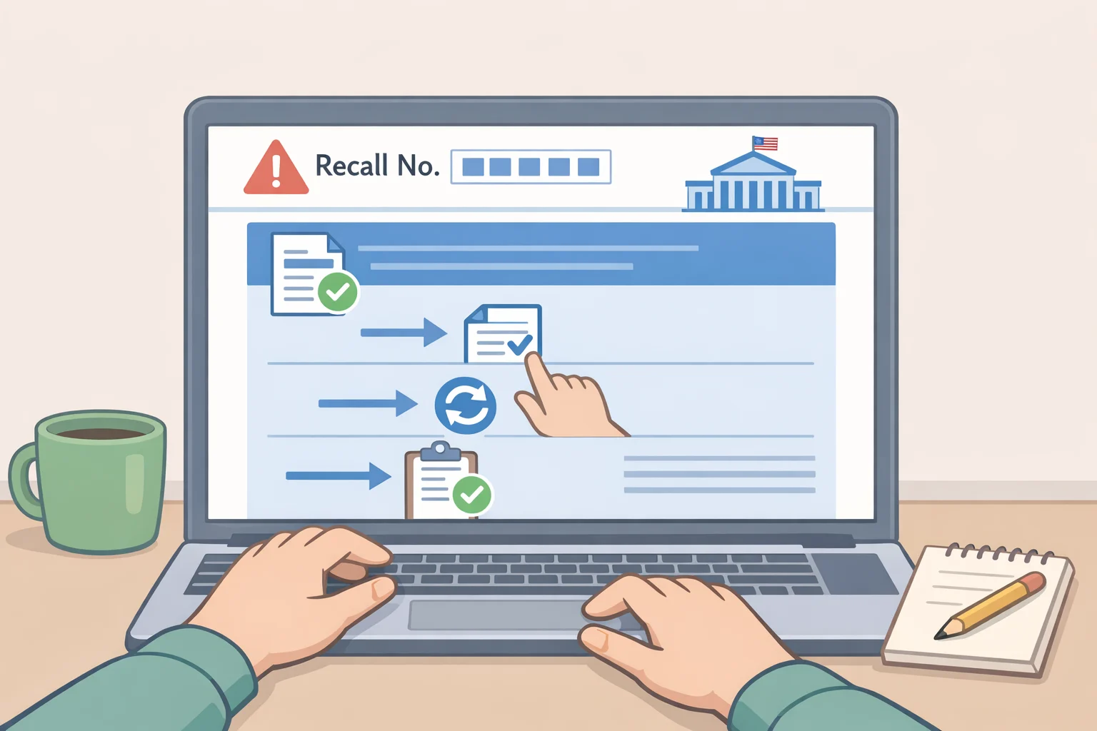 Screenshot-style illustration of the CPSC recall webpage for the Flaunt MagSafe Battery Charger showing recall number 26-610 and links for official refund and contact information