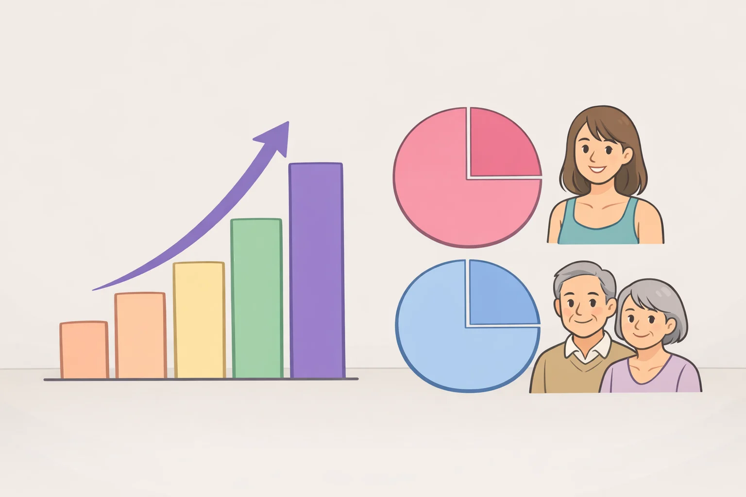 Illustration of a chart showing adult (18+) shoppers driving toy market growth and women accounting for more than half of that growth, based on cited Circana data