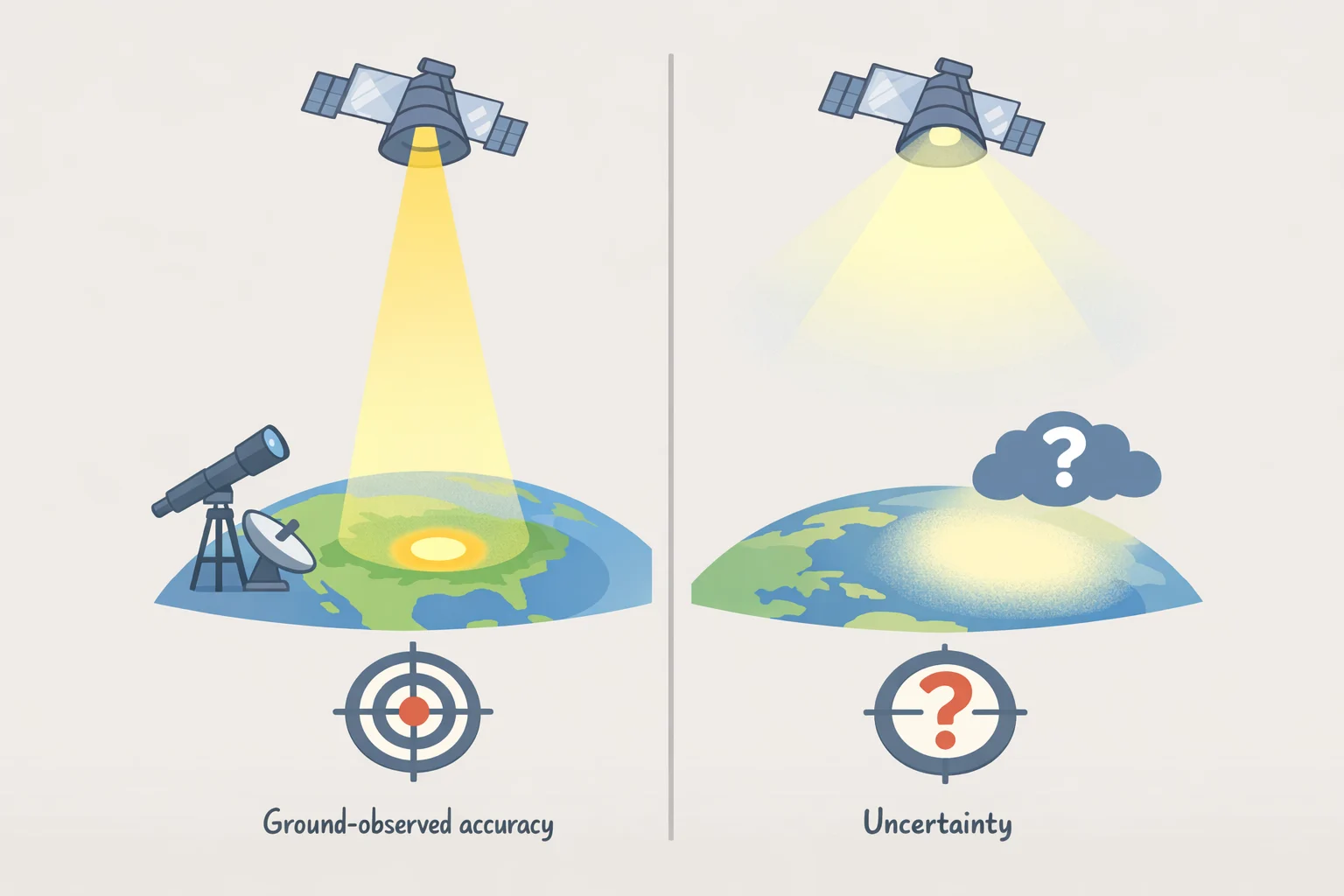 Side-by-side illustration of predicted vs measured ground illumination from the Eärendil-1 demo, highlighting that results inform optical performance but not who must regulate future commercial constellations