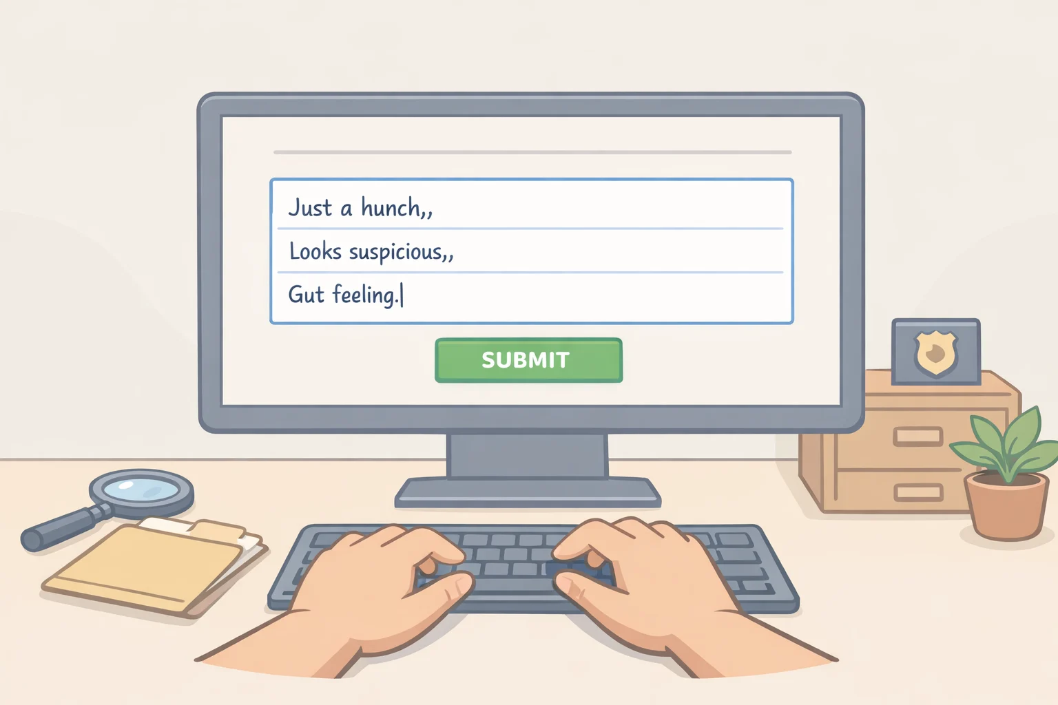 Mock interface of an ALPR oversight portal with an officers' free-text justification field where a user enters generic or nonsensical reasons (e.g., 'hehehe') to run plate searches, showing how logs exist but gates fail