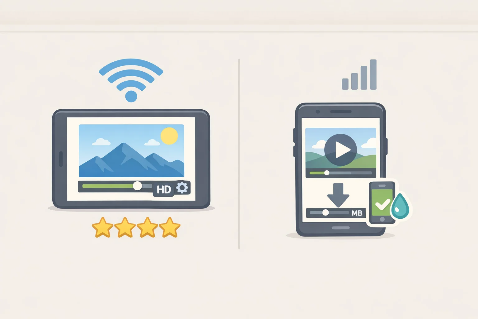 Illustration of YouTube settings where the user sets Wi‑Fi to Higher picture quality and mobile to a data saver optionbest YouTube settings to change for smoother playback