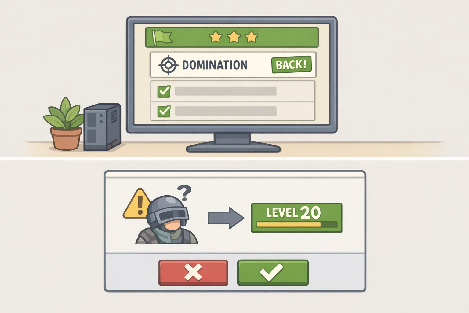 Screenshot-style illustration of a server update that restores Domination playlists and resets affected accounts to Level 20 after the Black Ops PS4 PS5 XP hack fix