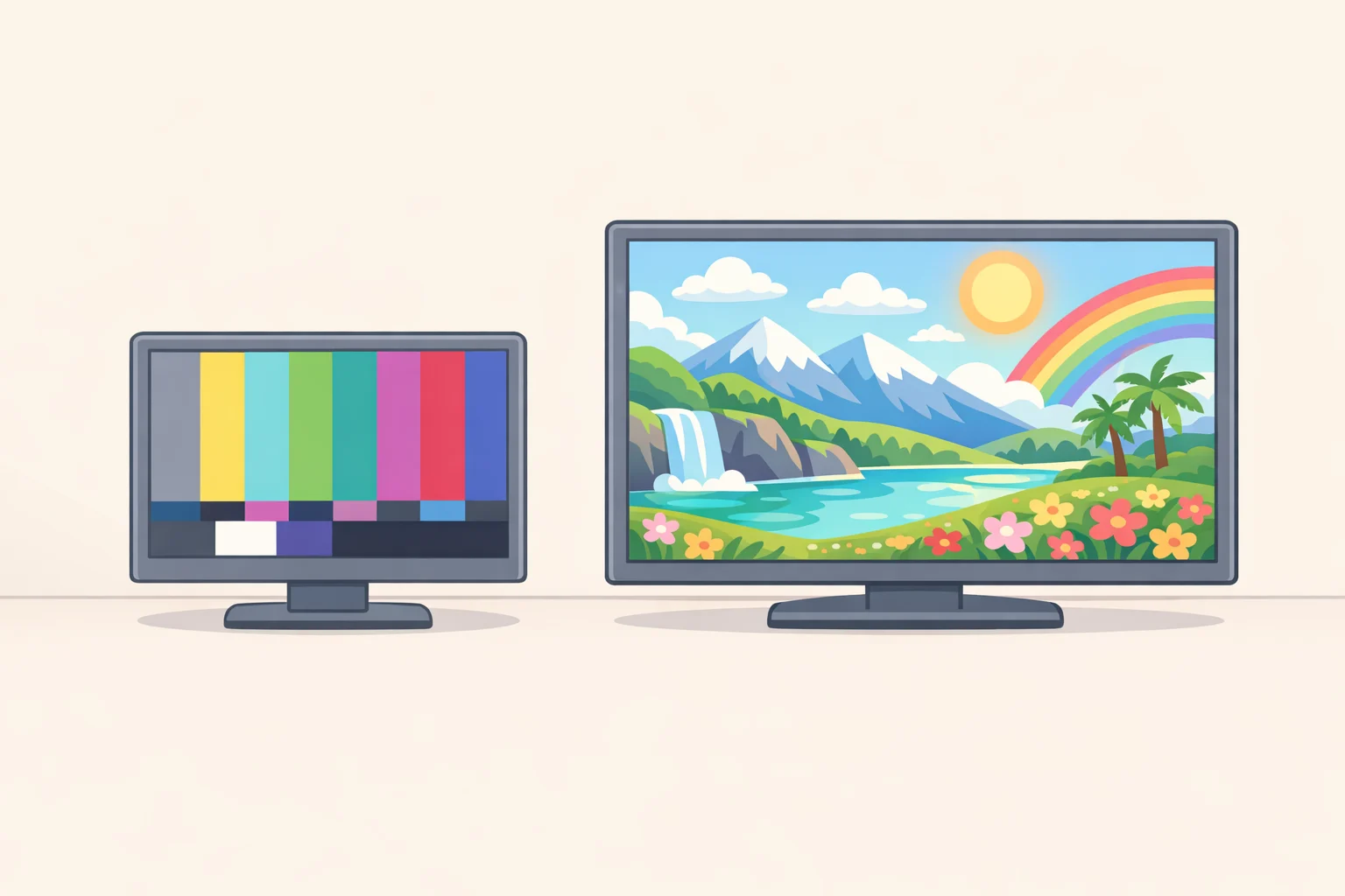 Illustration comparing uncalibrated versus Calman Ultimate–calibrated color output on the Hisense XR10 smart projector, highlighting accurate purples, reds, and yellows