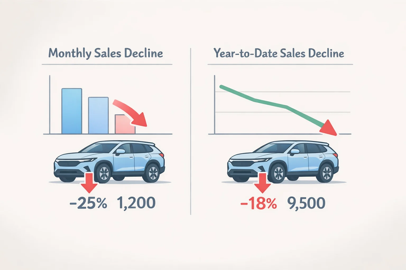 Graph illustrating Honda Prologue sales falling 74.6% year-to-date through February 2026, supporting the Honda Prologue discontinued fears as monthly volume drops to 1,067 units