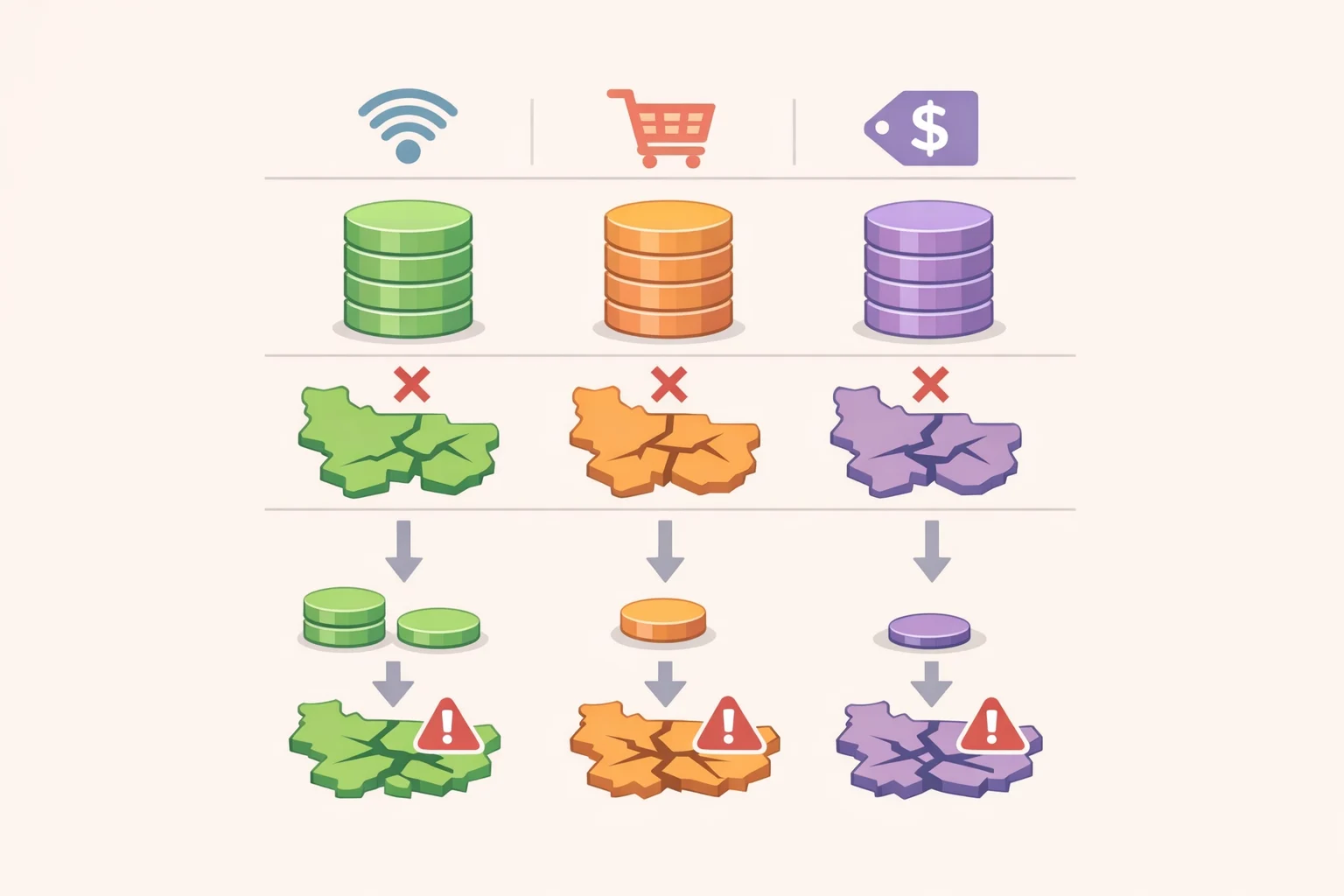 Infographic comparing three severity levels—no PSN access in 122 countries, limited payment and retail economics in growth markets, and closed higher-priced digital distribution in mature markets—showing how disc-less consoles eliminate the bridging workaround