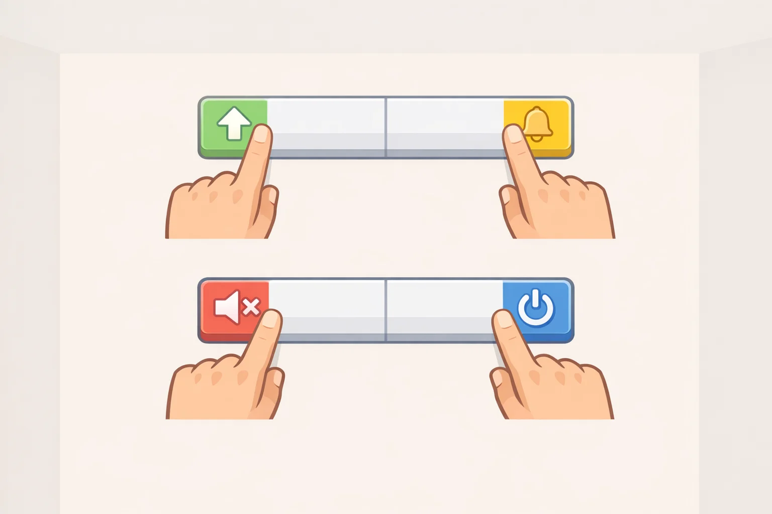 Close-up of an e-reader’s unlabeled physical buttons demonstrating different functions based on the pressed edge