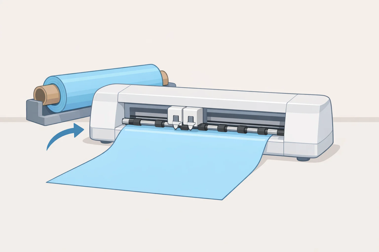 Siser Romeo using adjustable pinch rollers to enable wide matless cutting for repeat orders and consistent production