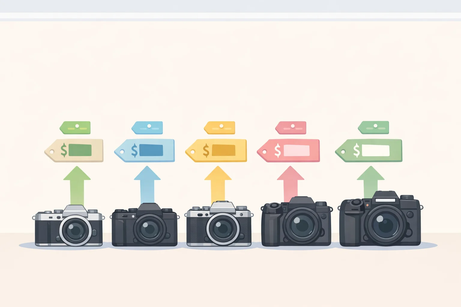 Comparison chart of the Fujifilm camera price increase in Europe (X100 VI, X-E5, X-T50, X-S20, GFX100 II) with current and new MSRPs