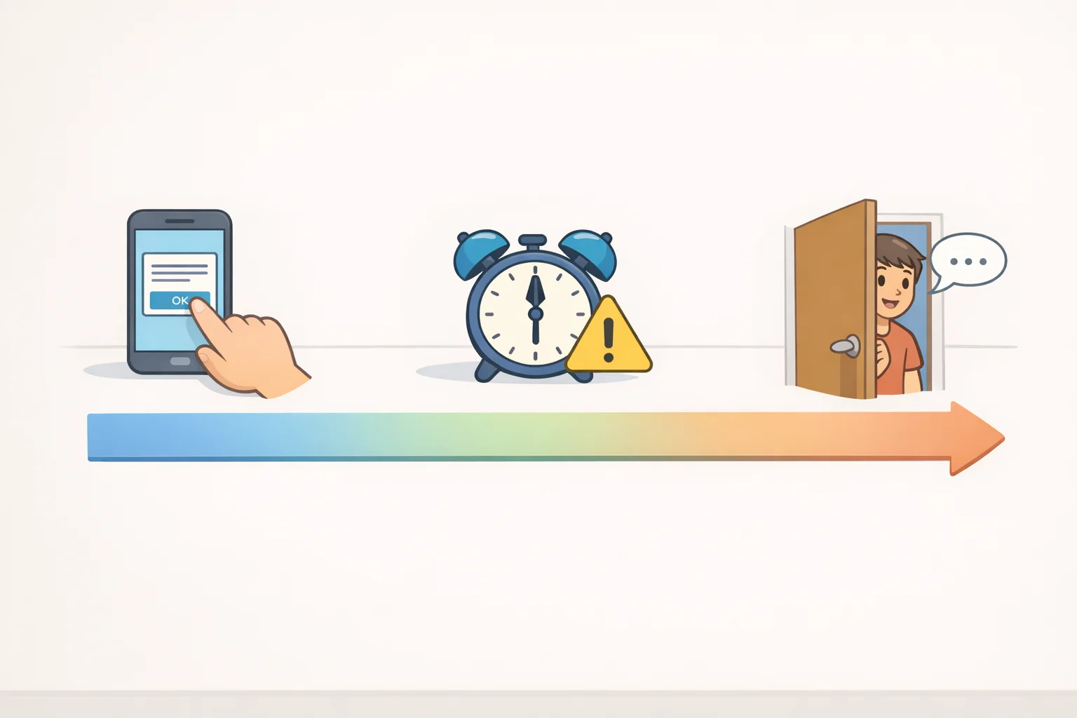 Illustration of a spectrum showing users who easily override software limits pausing only when an unlock requires locating and tapping a physical key.
