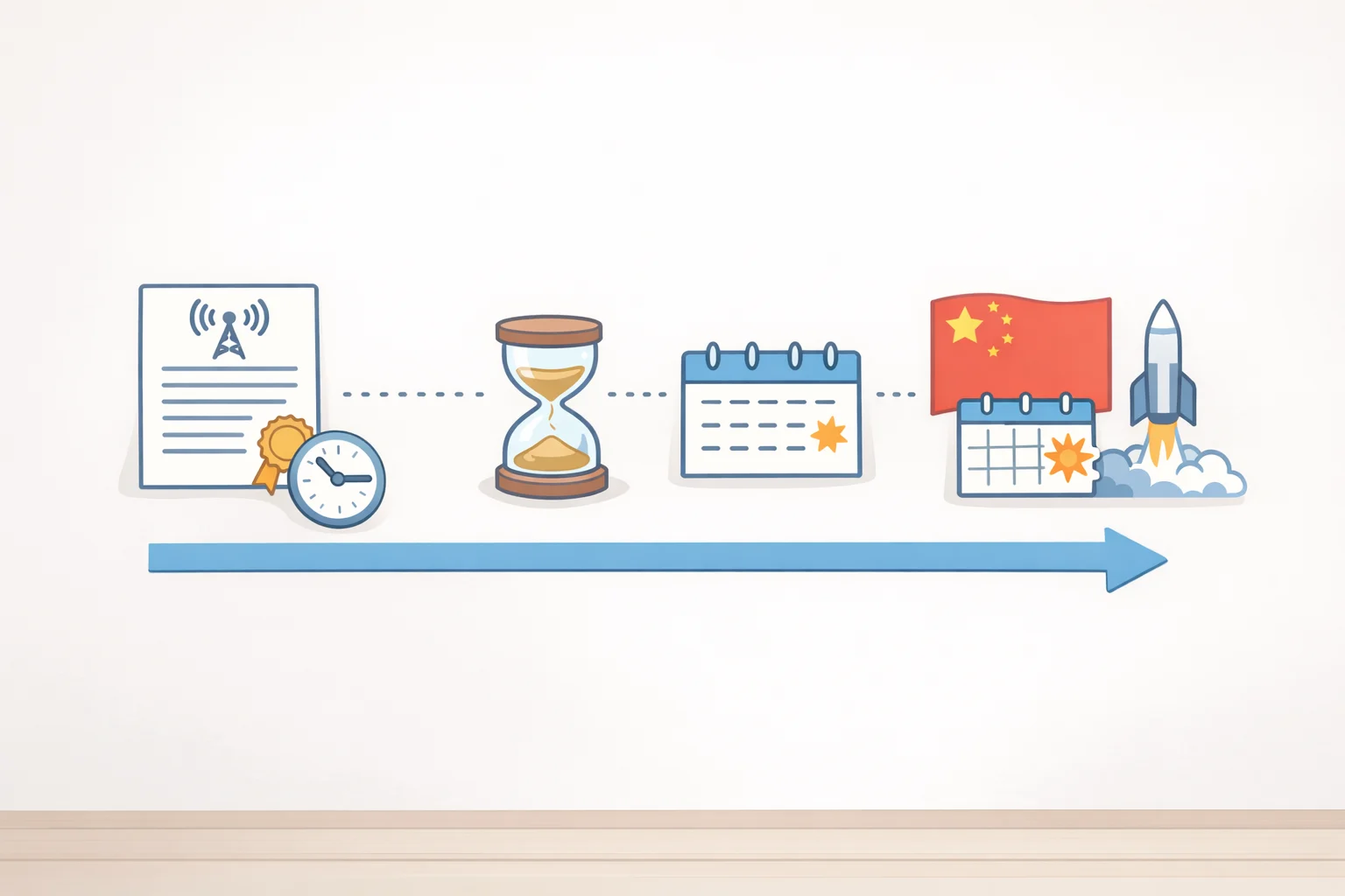 Timeline graphic showing the gap between the July 9 FCC grant and the subsequent China-only launch of the TCL Q95K soundbar