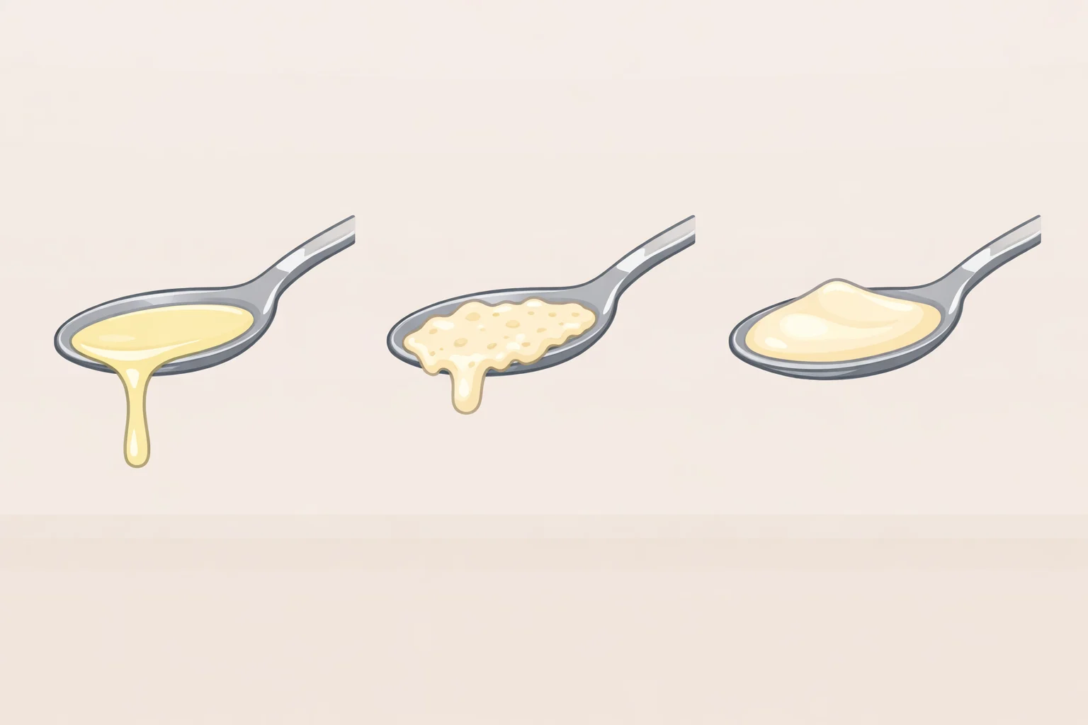 Three labeled bowls showing troubleshooting results: thin watery sauce, grainy cheese texture, and smooth creamy sauce after resting and adding Parmesan off heat for creamy one-pot chicken pasta.