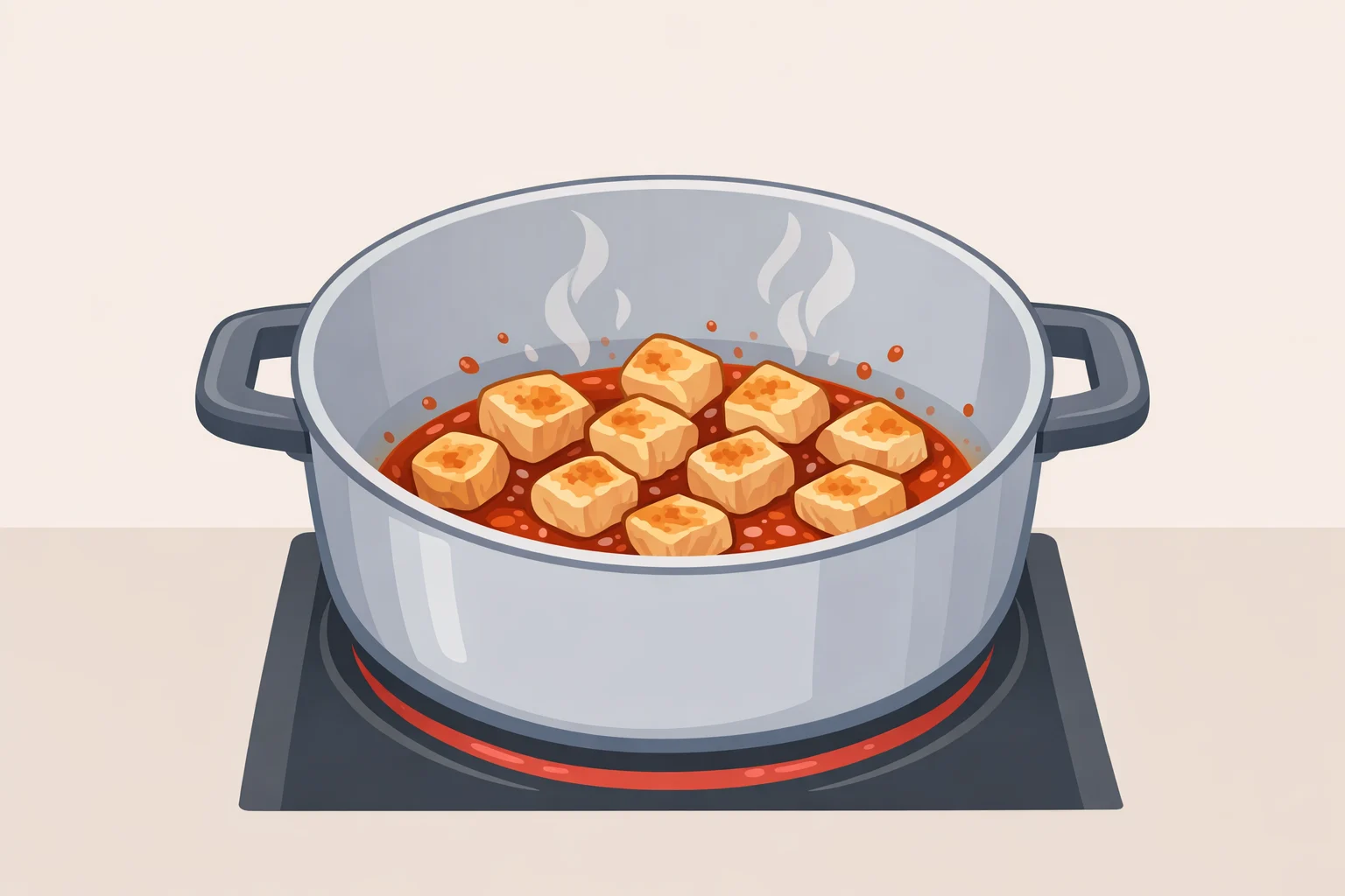 A cook searing cubed chicken in a large pot with sun-dried tomato oil for one-pot marry me chicken pasta before adding the onion and tomato paste.