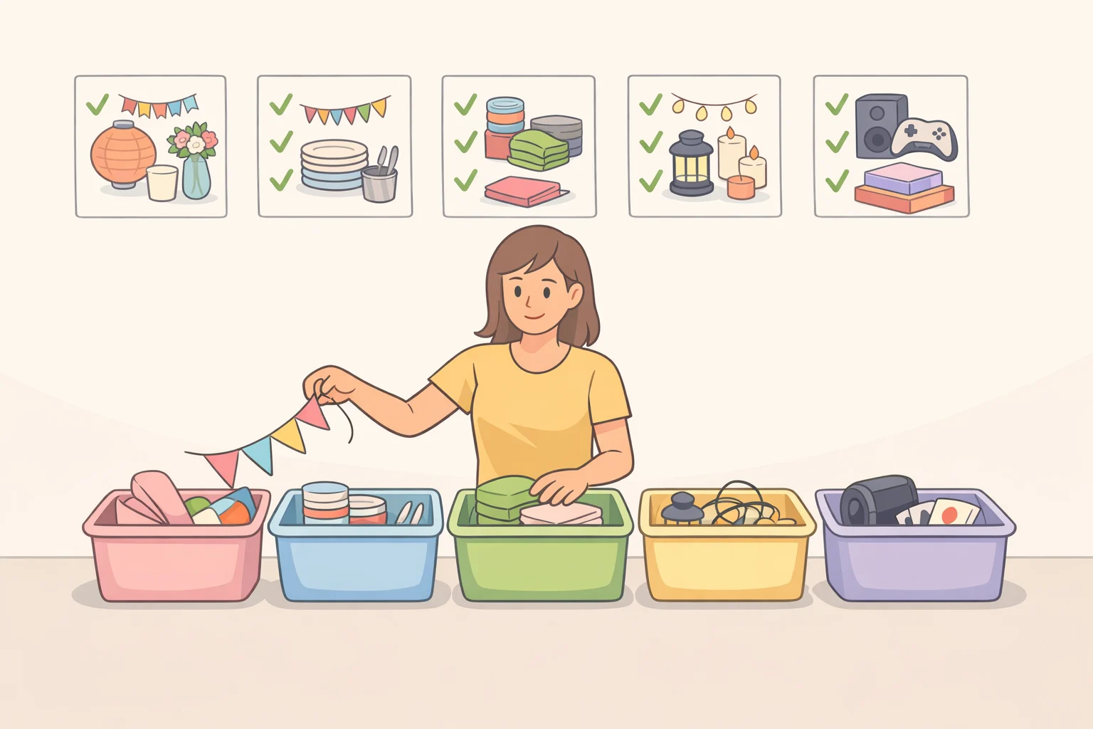 A room-staging checklist that helps plan budget-friendly Summerween ideas using closet items and a reusable cooler
