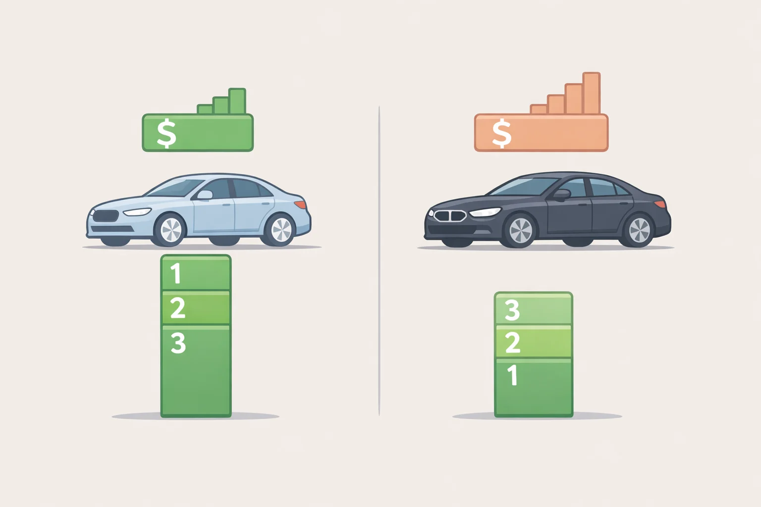 Illustration comparing base RZ 350e and flagship RZ 550e showing the price jump alongside the reduced 229-mile range for the 2026 Lexus RZ review