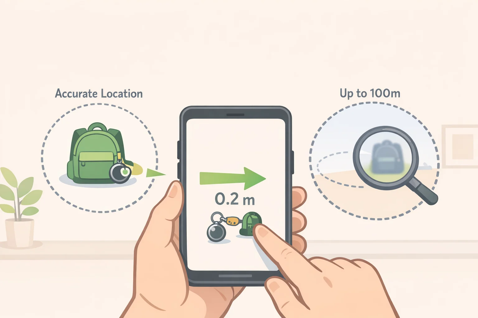 Smartphone map view searching for an item using a Find My Device network, illustrating what price parity confirms versus what coverage metrics remain unknown