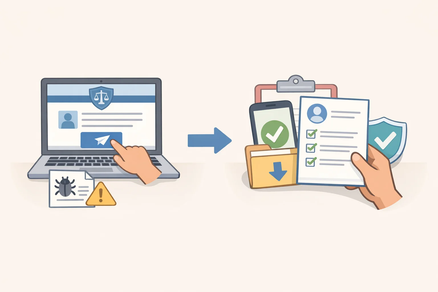 Screen mockup of IdentityTheft.gov where a user files an identity theft report and receives a step-by-step recovery plan with pre-filled letters for creditors and credit bureaus