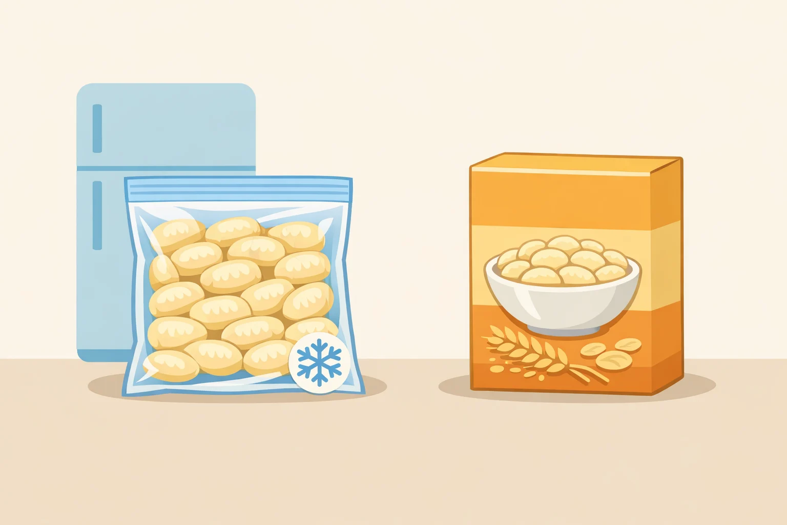 Side-by-side comparison of chilled refrigerated gnocchi and shelf-stable boxed gnocchi to choose the right method for a one-pan baked feta gnocchi recipe