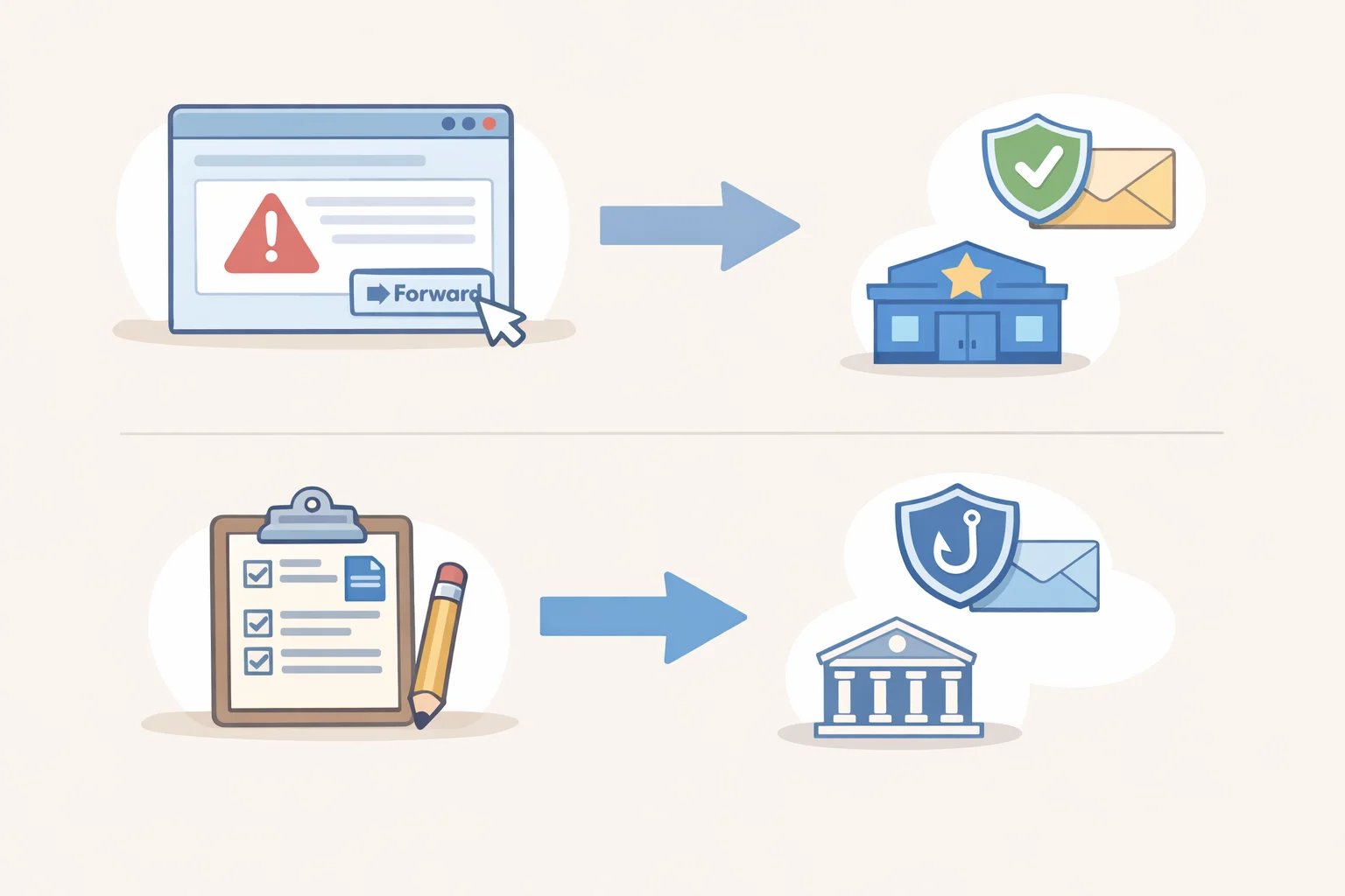 Steps for reporting a suspicious Uber payment alert email: forwarding to ReportPhishing@apwg.org, submitting at ReportFraud.ftc.gov for a reference number, and forwarding spam texts to 7726 (SPAM)