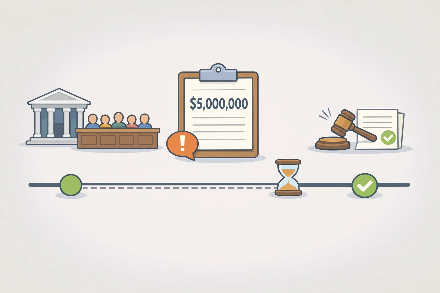 Timeline-style graphic summarizing the New Mexico jury findings and the reported Meta damages award of $375 million prior to any entered judgment, highlighting what the Meta 7 million child safety ruling article documents vs what it cannot verify