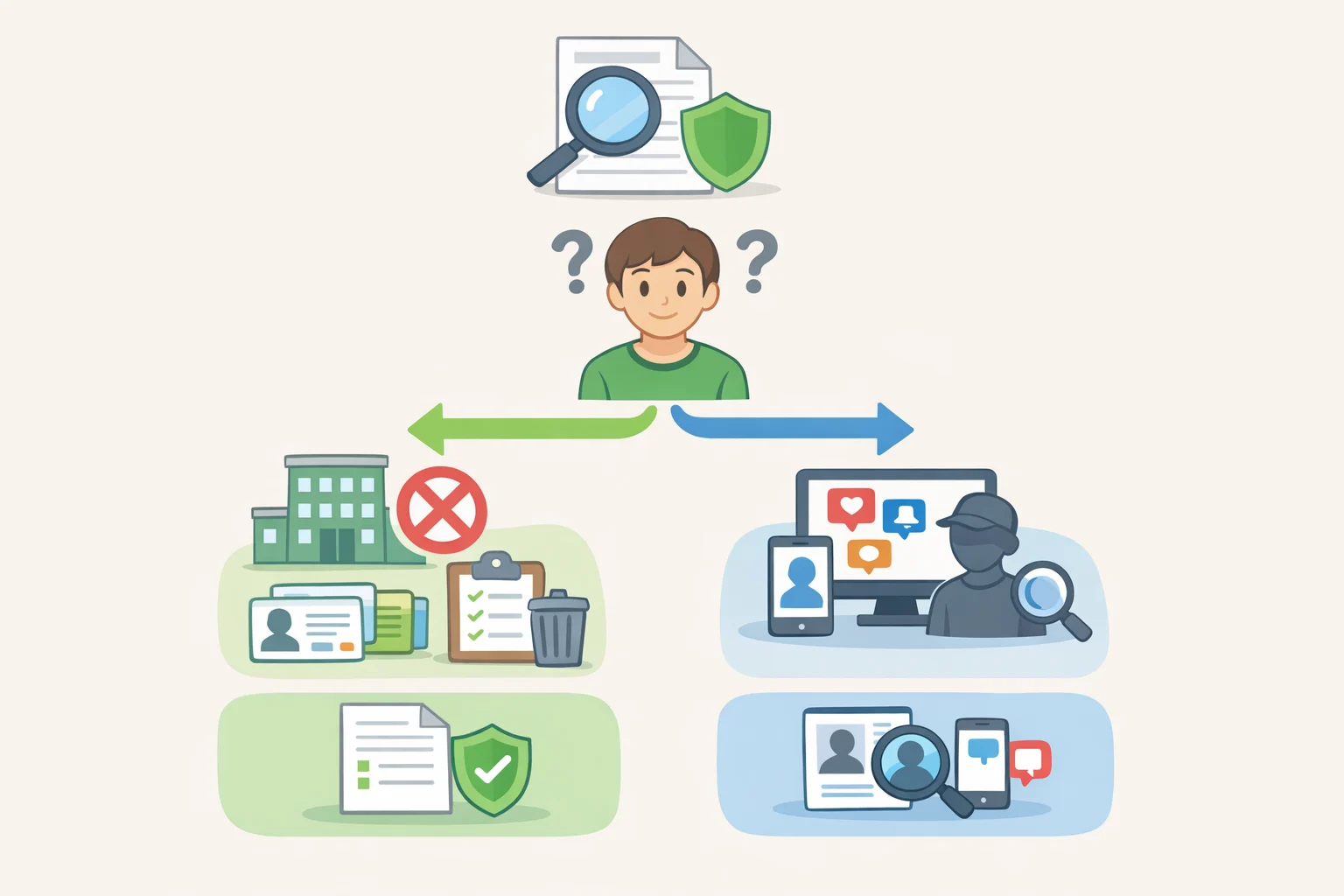 Flowchart showing who should consider Kanary versus cheaper broker-removal tools, emphasizing when social-media scanning and escalation features matter for high-risk users