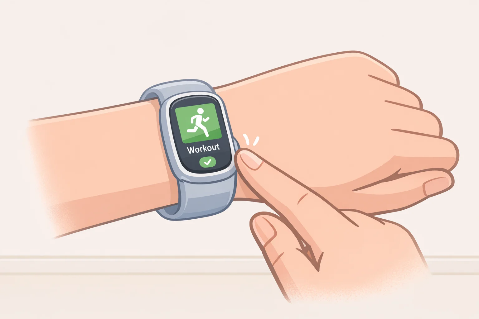 Illustration of a Garmin Cirqa band with the side button assigned to an interval workout so the session is manually recorded instead of going undetected