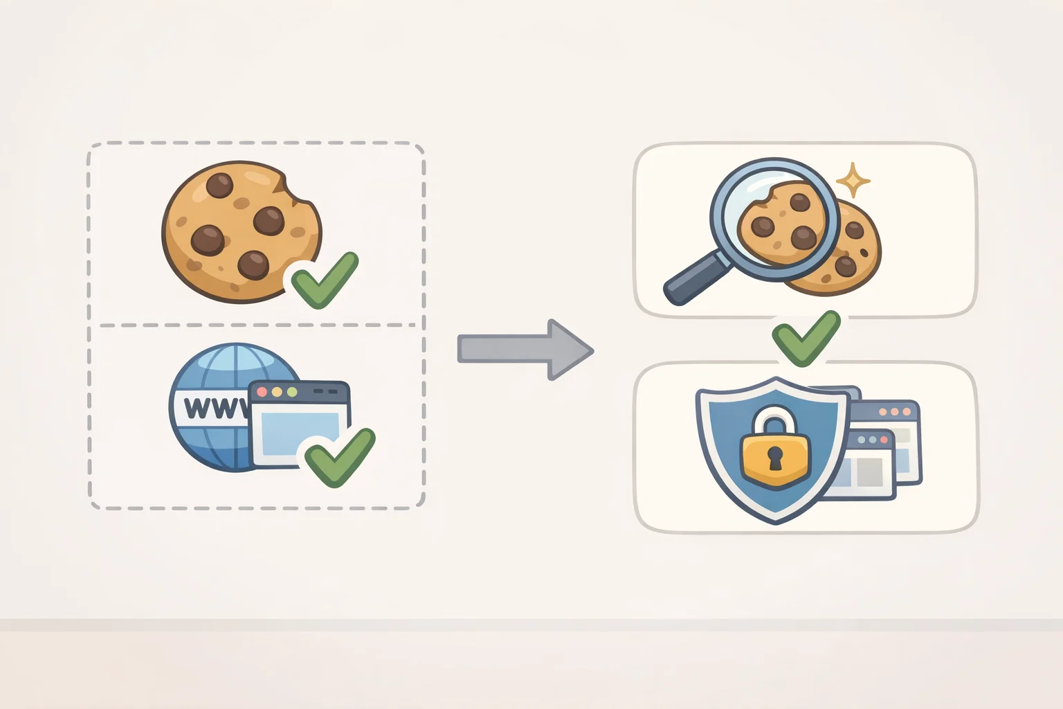 Illustration of a permission matrix showing cookie access paired with host permissions on specific sites, emphasizing why this combination can affect authentication cookies in how to check if a Chrome extension is stealing your data