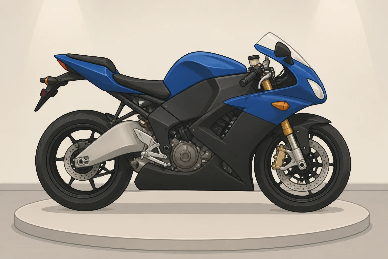 A 2007 Buell 1125R motorcycle representing the first American 150 mph motorcycle claim with a focus on the modern sport-bike silhouette
