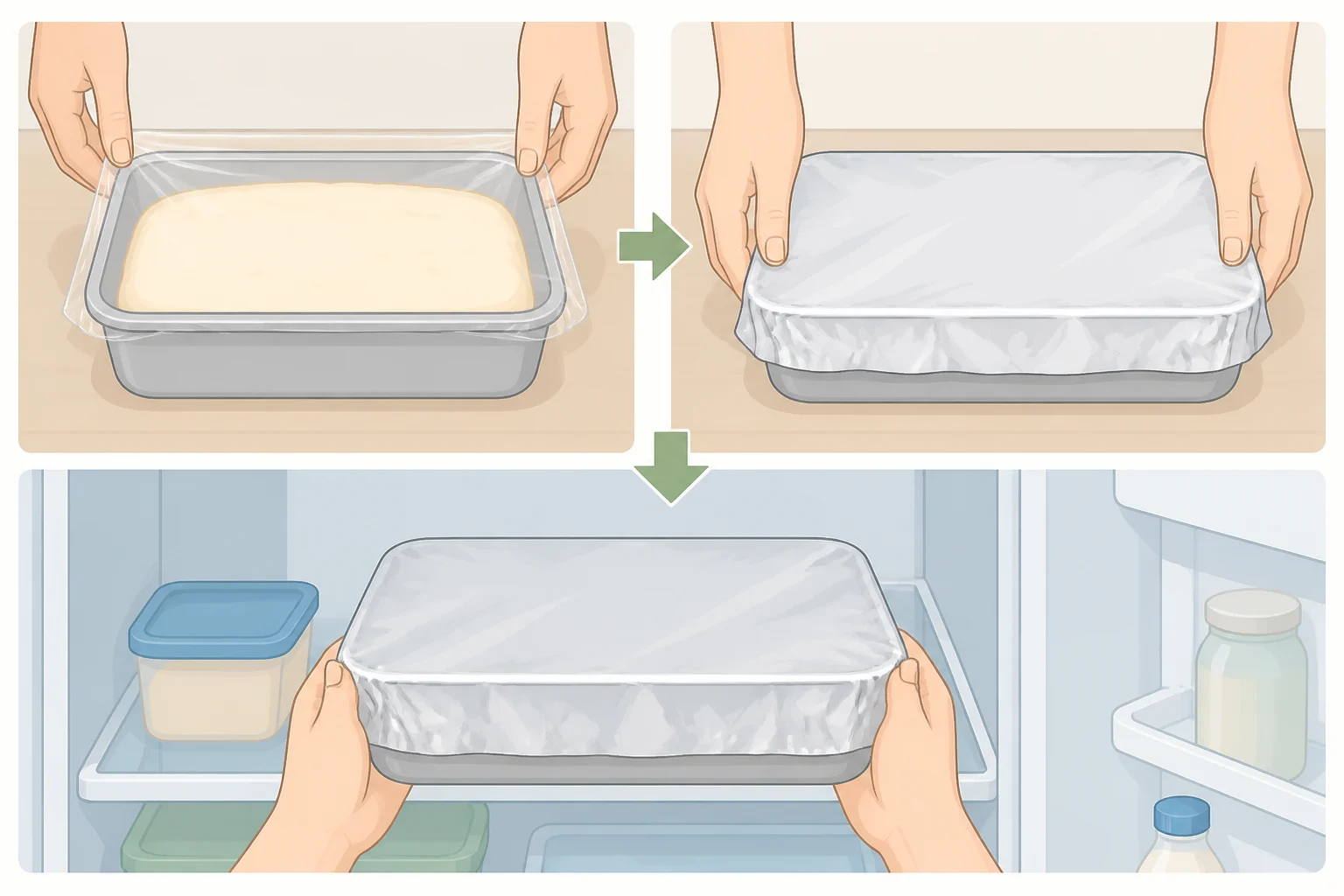 Wrapped 9×13 pan ready for the overnight chill step in a pumpkin cinnamon rolls recipe, with plastic wrap and foil covering the rolls