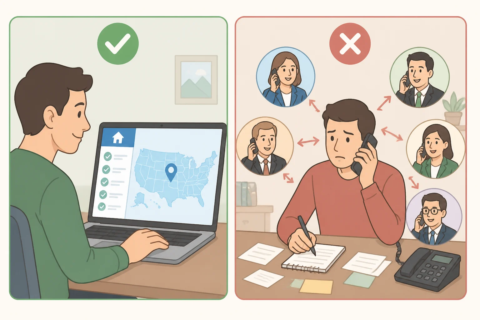 Side-by-side comparison showing California residents using DROP in one request versus out-of-state residents contacting each data broker individually