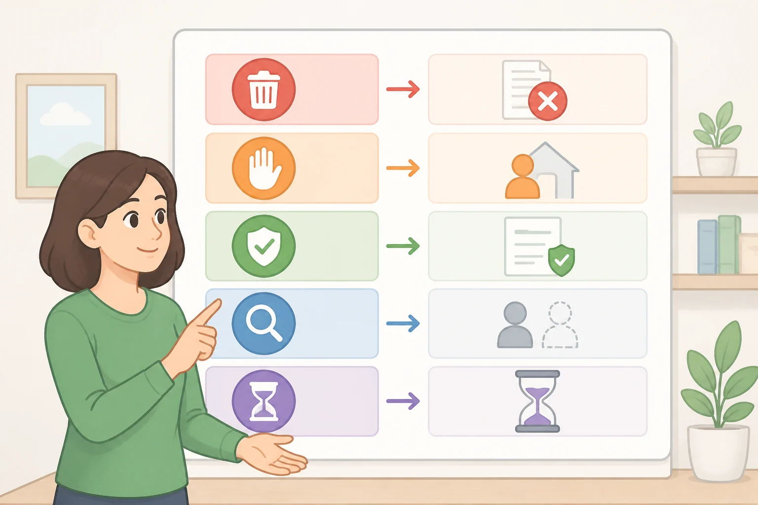 Diagram mapping DROP status buckets—record deleted, record exempted, record opted out of sale, record not found, and pending—so readers understand what happens after they learn how to delete your information from data brokers