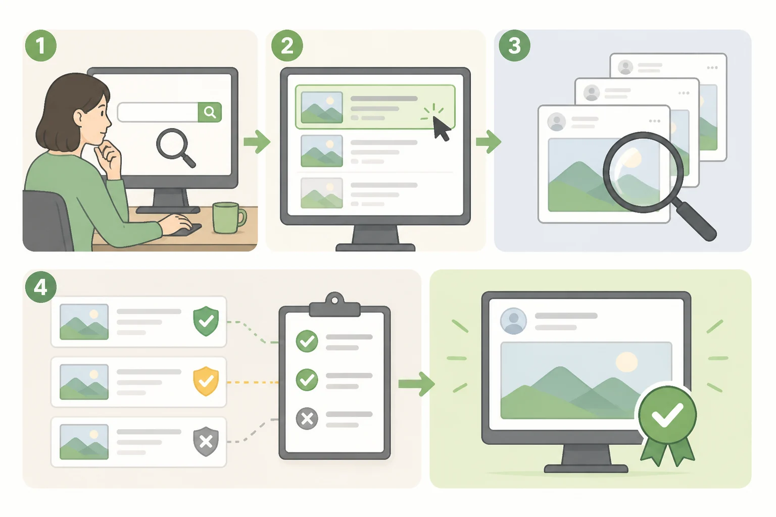 Diagram of how to spot a deepfake video by tracing a clip to its earliest posting and checking whether it originates from a verified account or established outlet