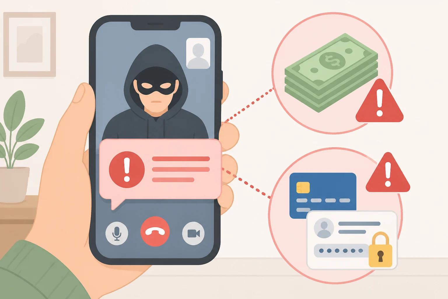 Screenshot-style illustration of an urgent deepfake video scam requesting money, access codes, and secrecyone of the triggers to verify before trusting