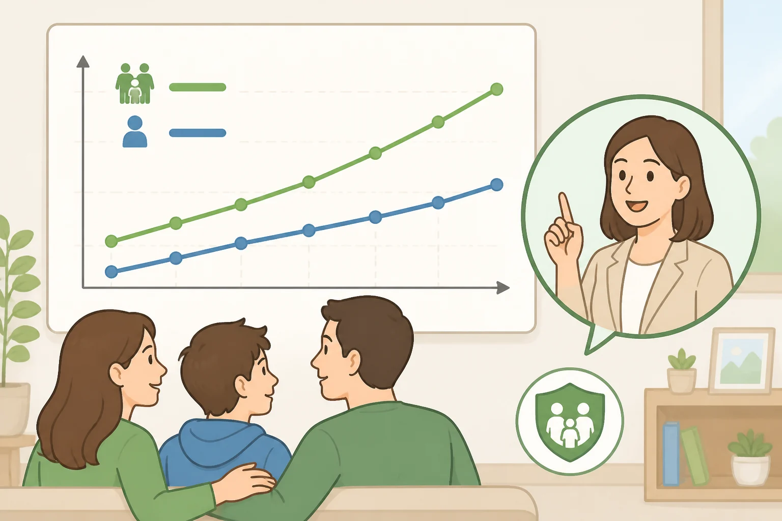 Chart-style illustration highlighting the opt-in nature of WhatsApp parental controls for teens, alongside an analyst's concern about whether enough families will enable the settings