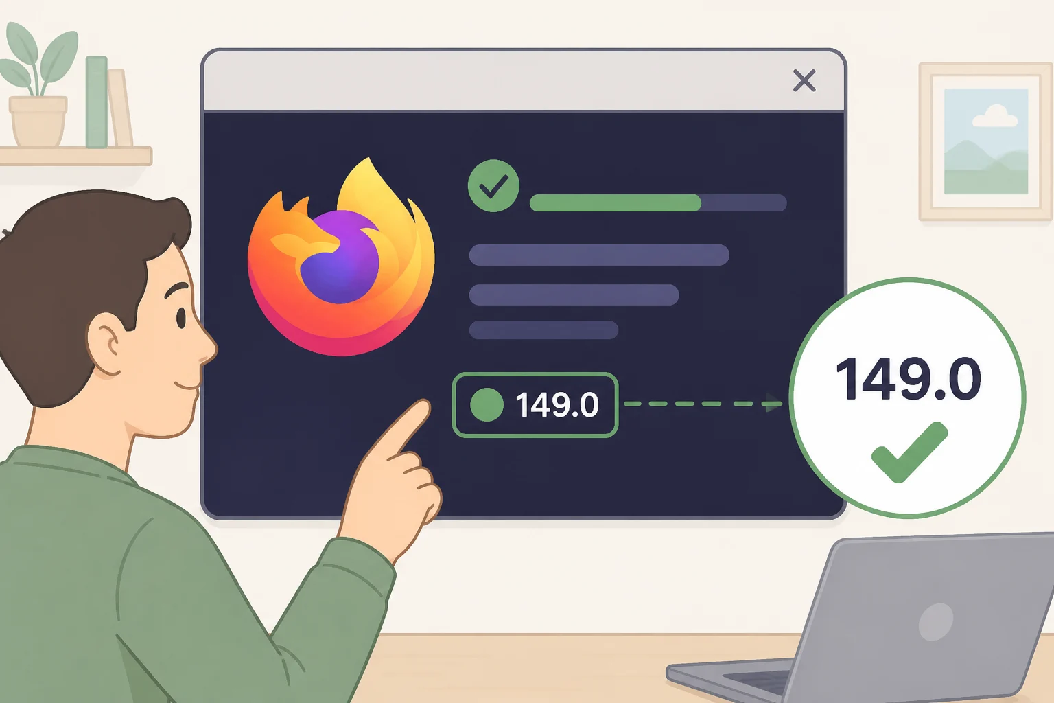 Screenshot-style view of the Firefox menu opening About Firefox, highlighting the version number to confirm you have Firefox 149 or later before learning how to use split view in Firefox.
