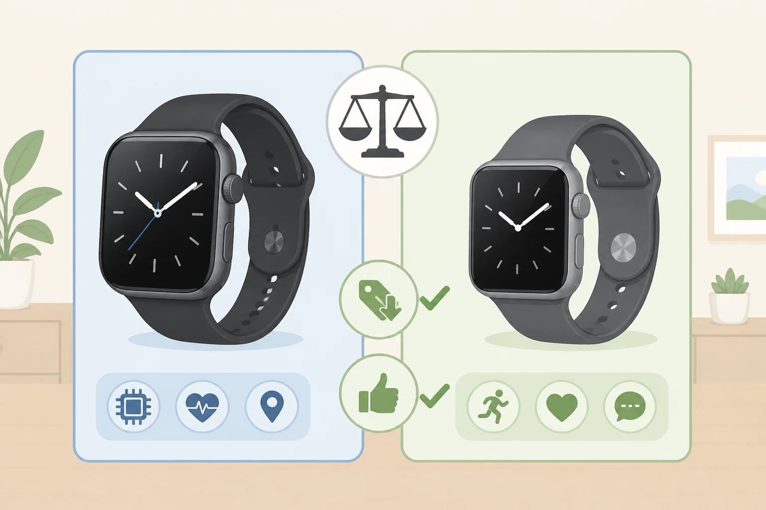 Illustration comparing a new Galaxy Watch9 price to a cheaper Watch8 prior-generation alternative to highlight buying last year's tested model