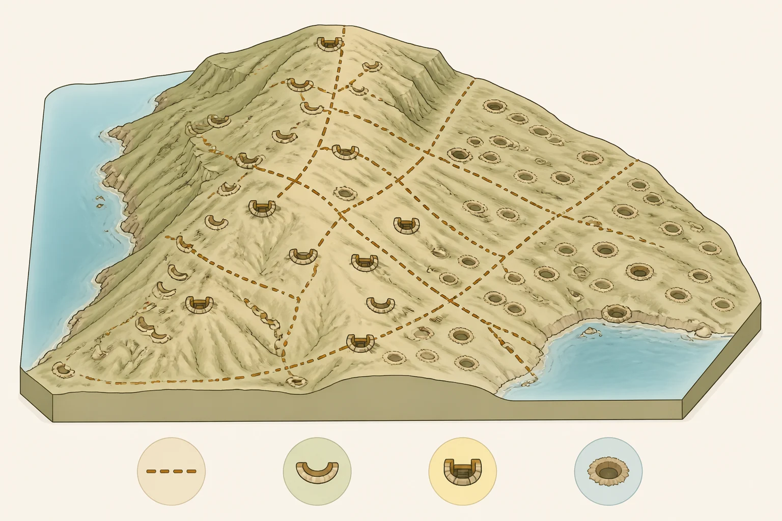Bare-earth LiDAR terrain model revealing Japanese defensive lines, foxholes, and bomb craters beneath Dragon's Peninsula canopy