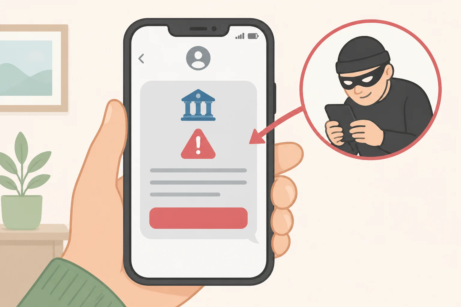 Example of a fake bank security alert used in fake text and email scams, with urgency language telling the recipient to verify identity and protect an account by moving funds