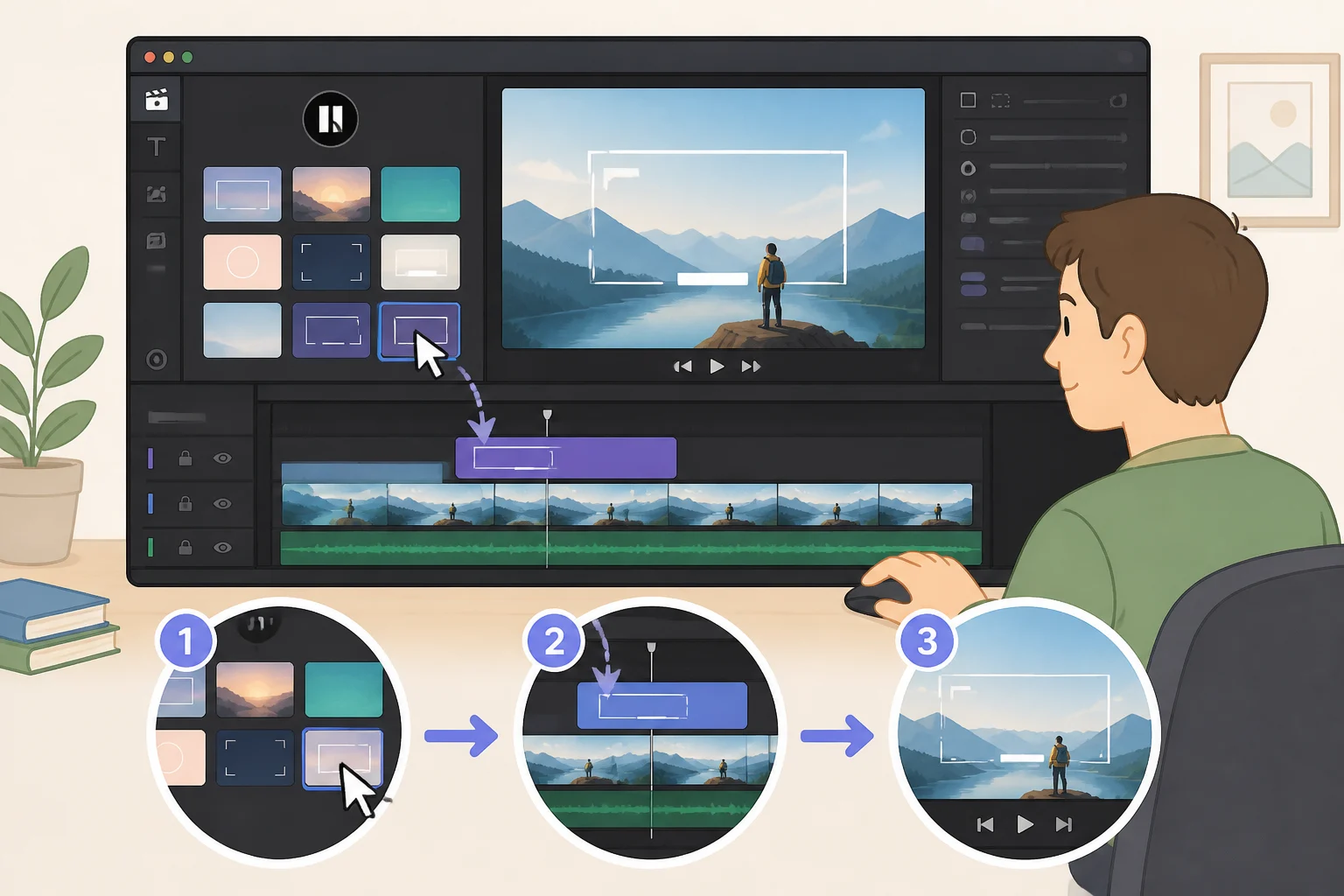 Final Cut Pro for Mac with a MotionVFX effects library panel open, illustrating the Apple Creator Studio update integration for choosing templates, transitions, and visual effects