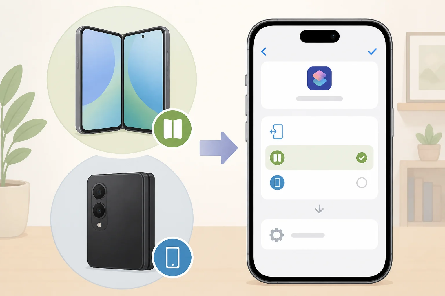 Screenshot-style illustration of Shortcuts Automation showing “When my iPhone is opened or closed” for iPhone Duo