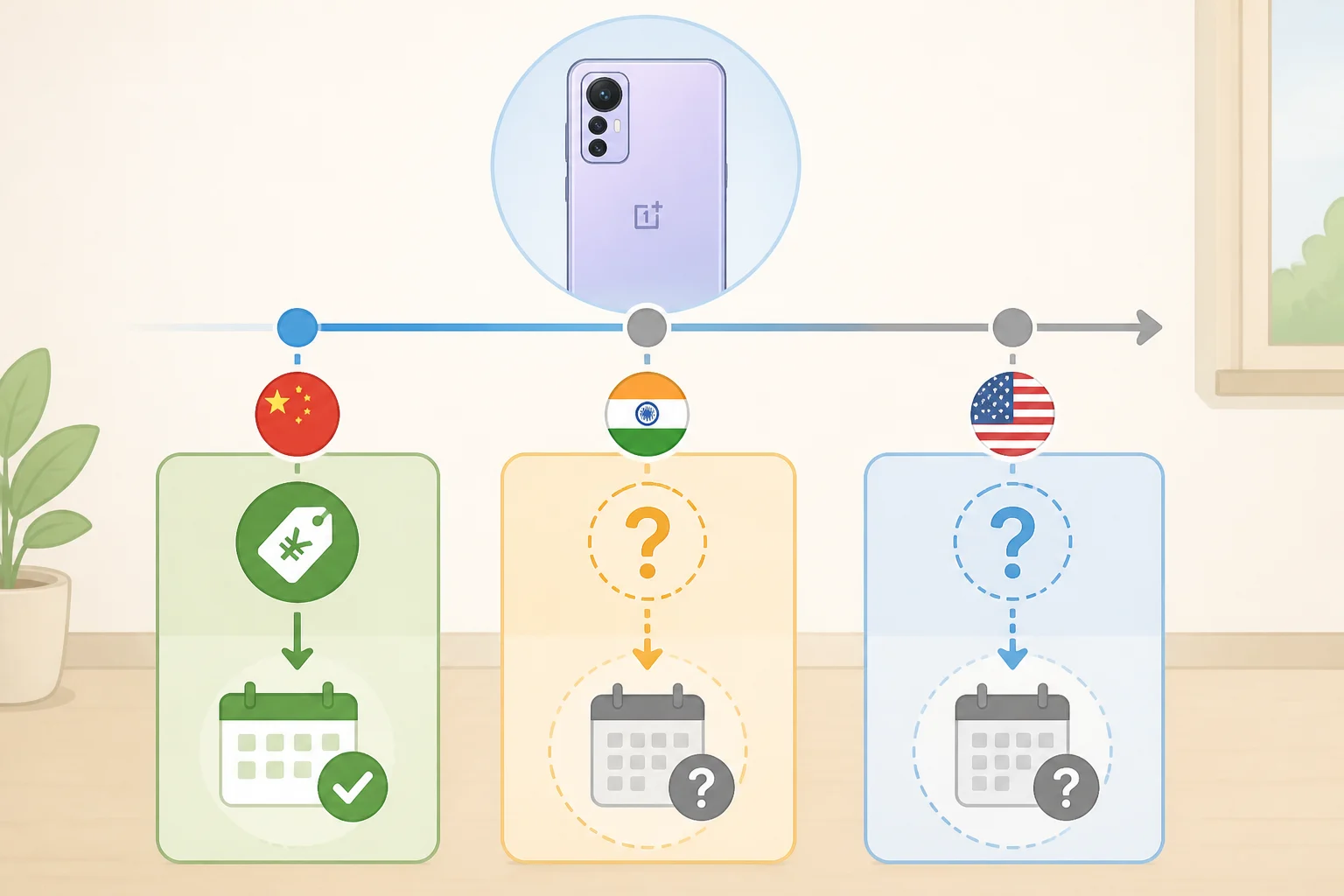 Regional timeline infographic summarizing Ace 7 and Ace 7 Pro China prices, noting unconfirmed India estimates and lack of US launch for OnePlus 16R specs