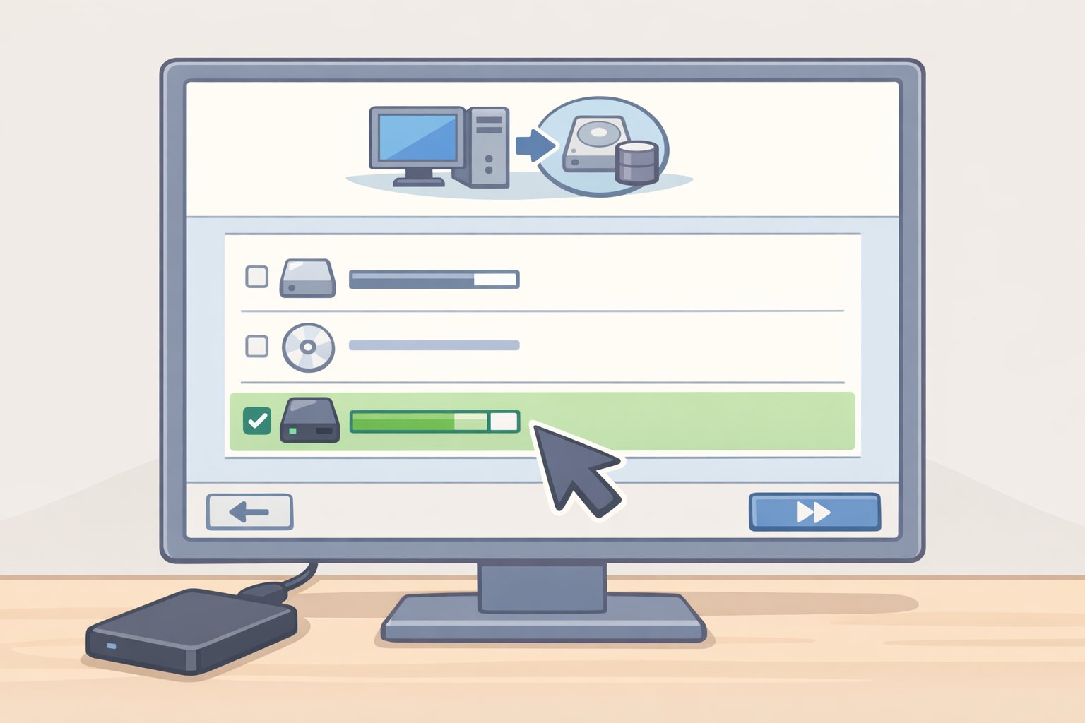 Windows Backup and Restore system image wizard showing the Create a system image flow, selecting the proper external drive partition, and clicking Start Backup