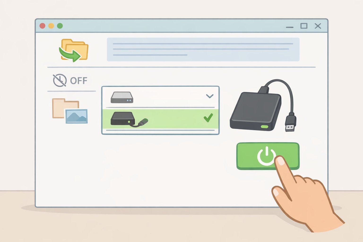 Step-by-step screenshot guide for how to back up your PC automatically using Windows File History, including selecting an external drive and clicking Turn On