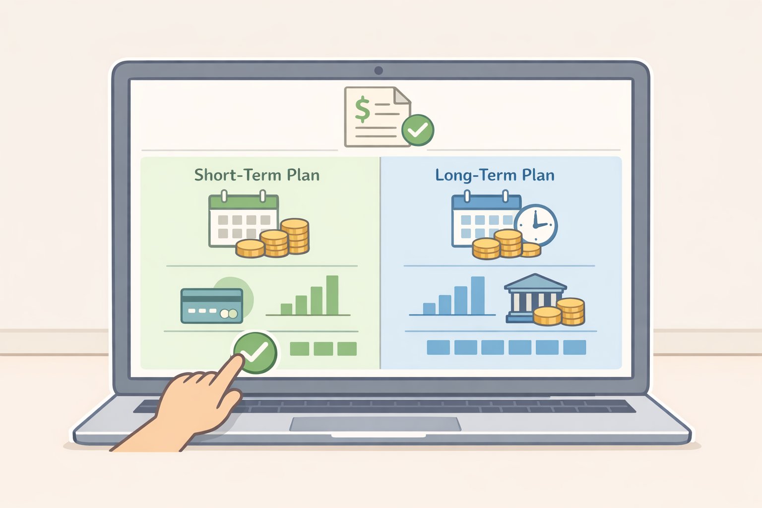Illustration of the IRS Online Payment Agreement flow showing a taxpayer choosing between short-term and long-term installment options and entering a monthly payment amount